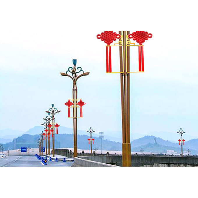 路灯杆装饰中国结