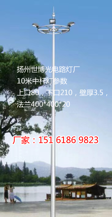 10米中杆灯6个头路灯参数世博光电厂家